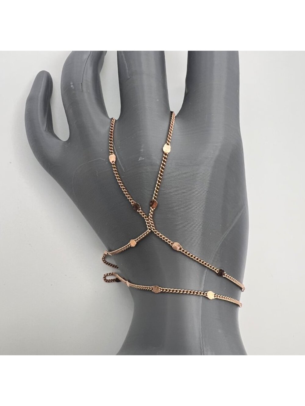 Sterling Silver Rose Gold Finish Bracelet Hand Harness Delicate Slave Chain